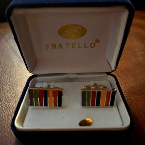 NWOT Fratello multi-color striped cufflinks